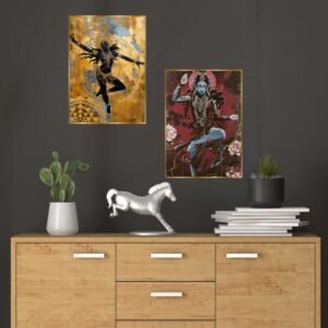 Set of Two Wall Paintings for Wall Dacoration Golden Framed Wall Paintings for Living Room & Bedroom Wall Art for Home Decoration & Office Wall Dรฉcor (14x11 inch CH-GD2-1)