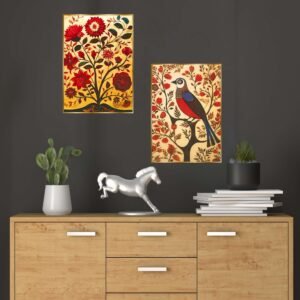 Set of Two Wall Paintings for Wall Dacoration Golden Framed Wall Paintings for Living Room & Bedroom Wall Art for Home Decoration & Office Wall Dรฉcor (14x11 inch CH-GD2-13)